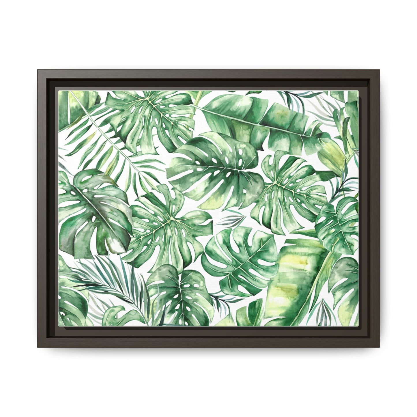 Flowers Collection - Green Wall - Matte Canvas, Framed (Multi-color)