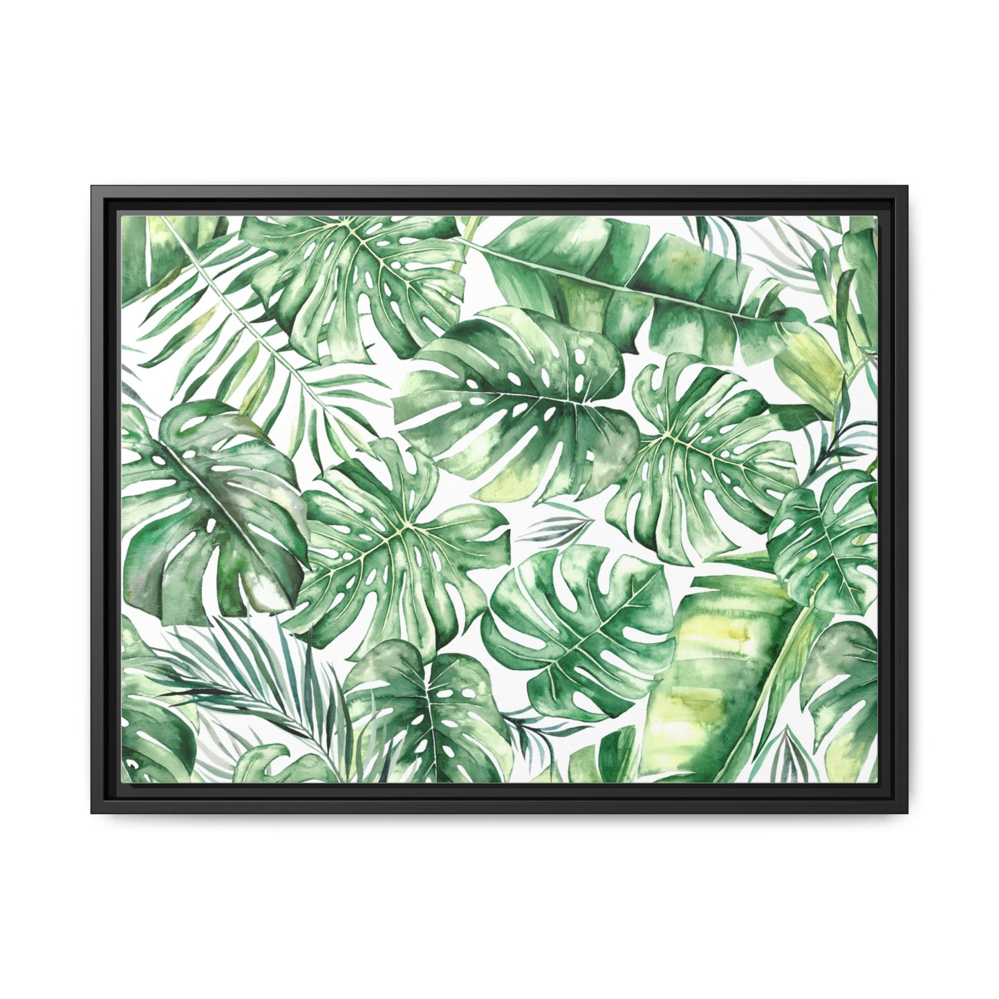 Flowers Collection - Green Wall - Matte Canvas, Framed (Multi-color)