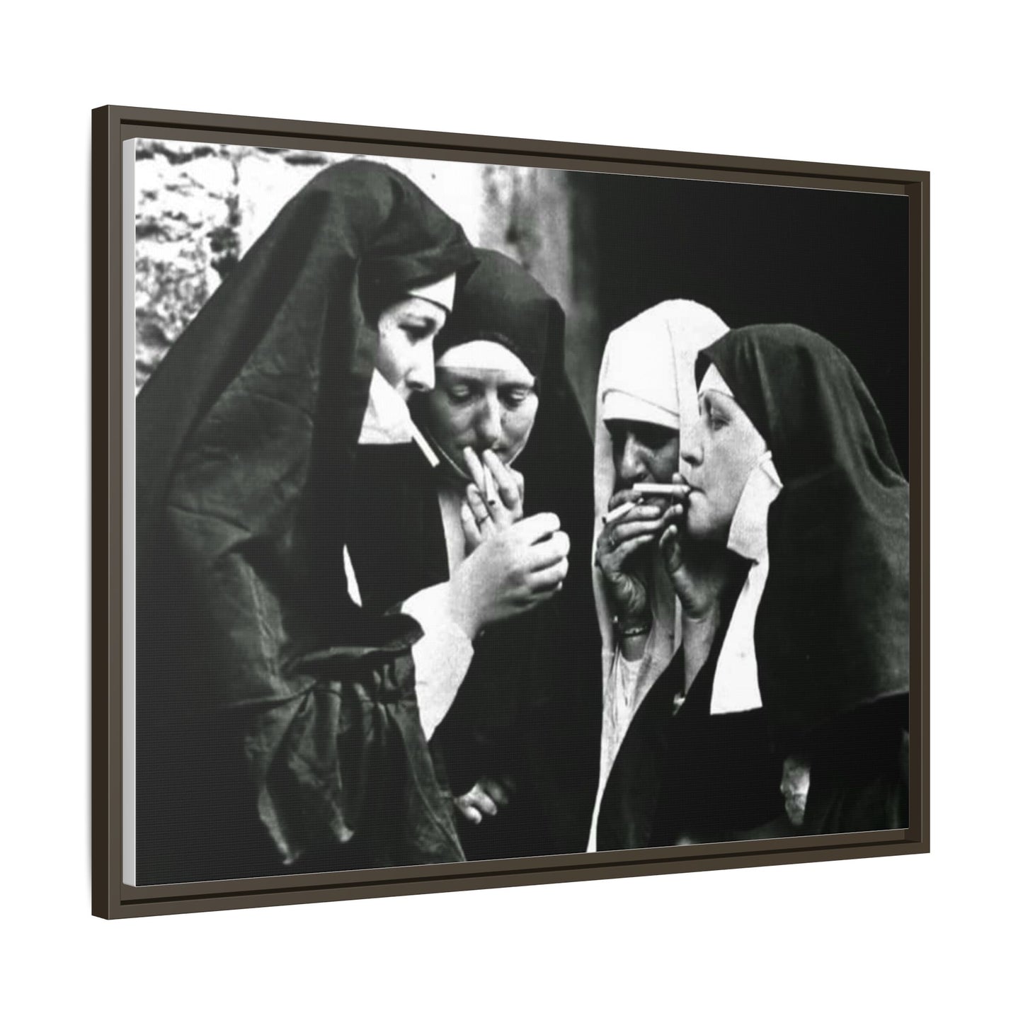 Smoking nuns - Matte Canvas, Framed (Multi-color)