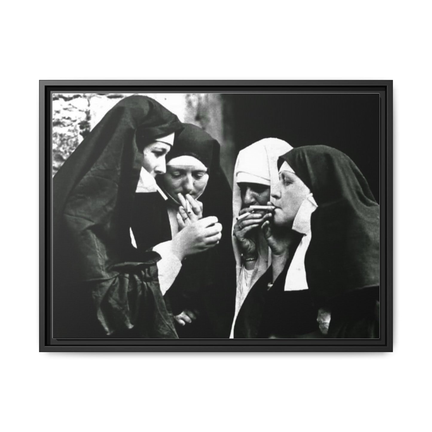 Smoking nuns - Matte Canvas, Framed (Multi-color)