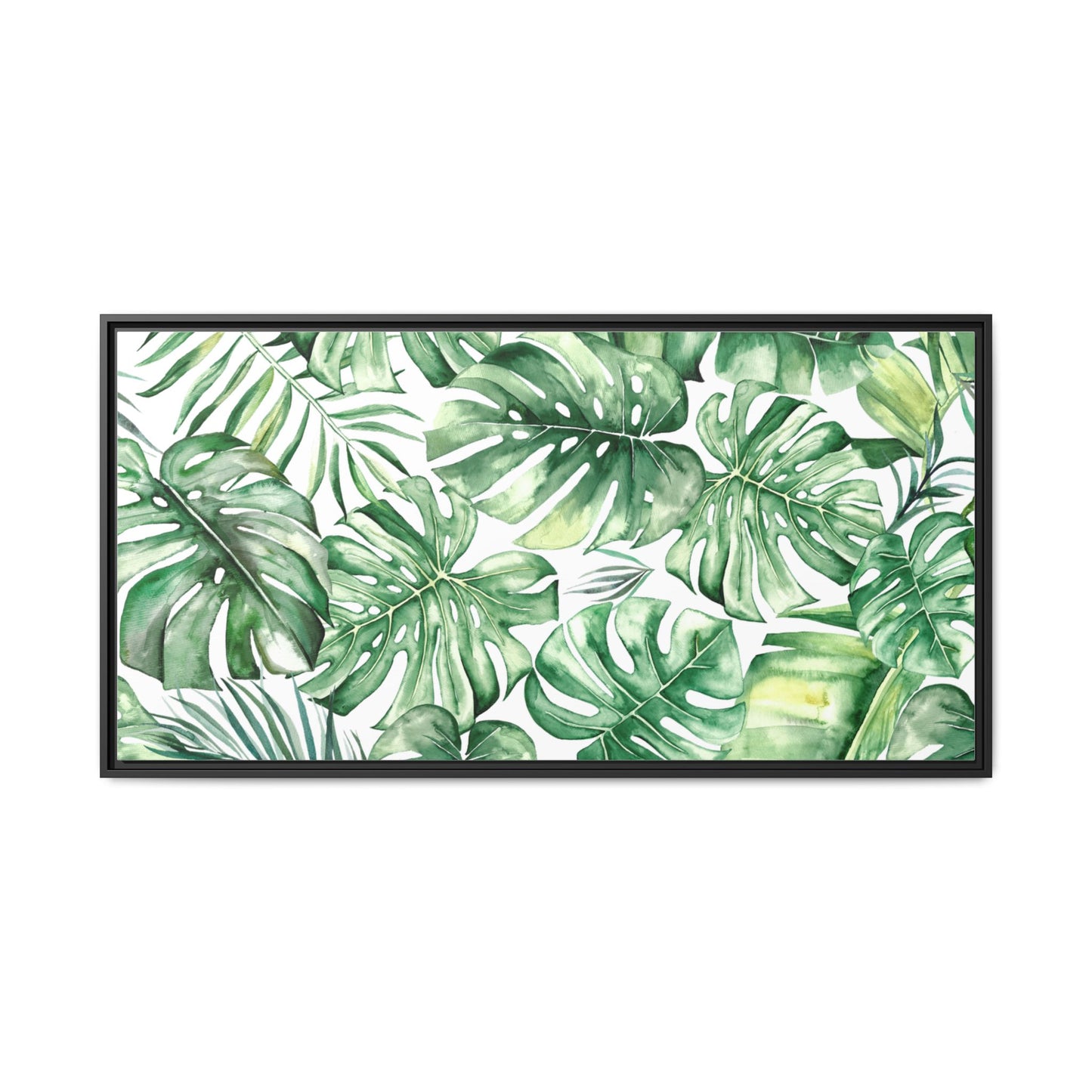 Flowers Collection - Green Wall - Matte Canvas, Framed (Multi-color)