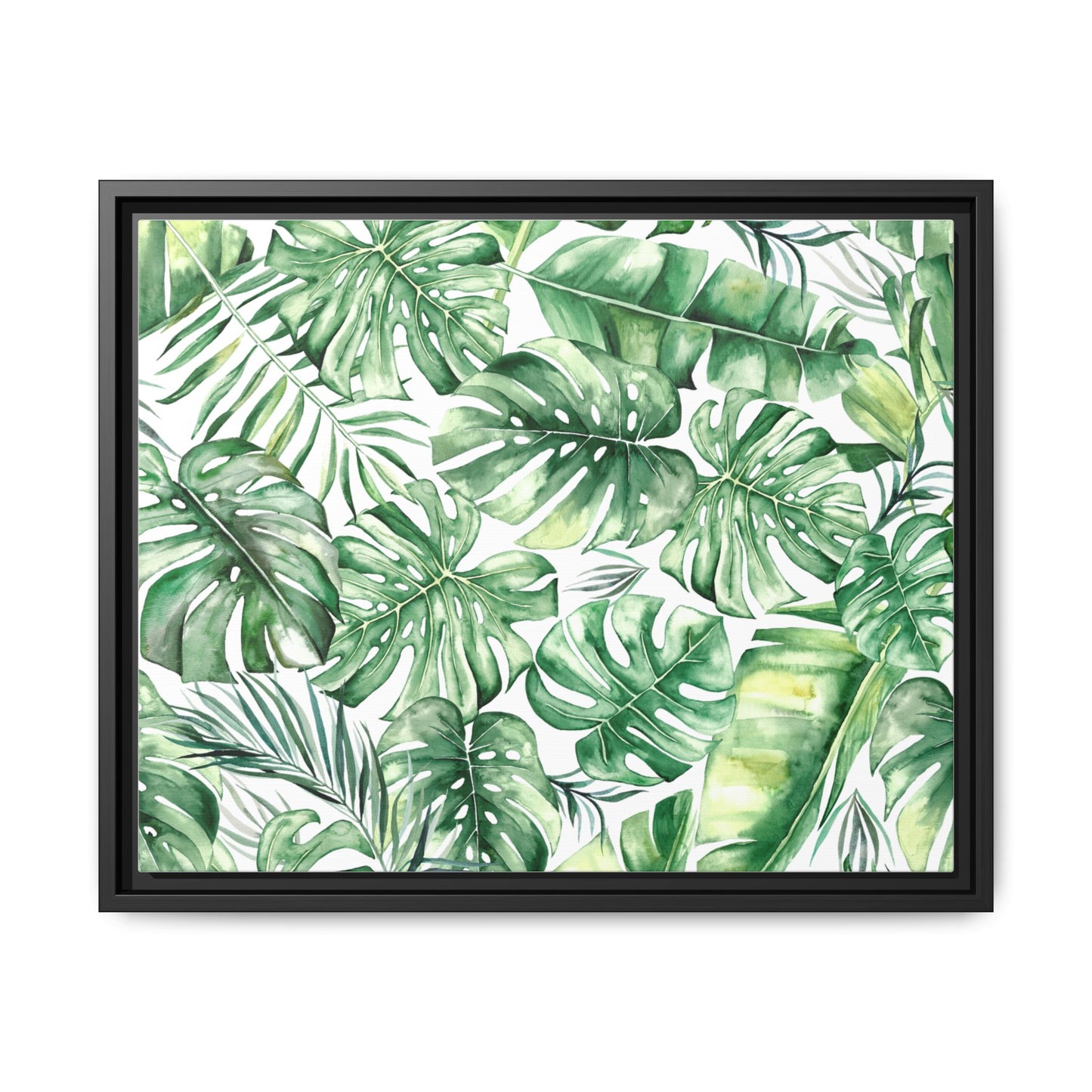 Flowers Collection - Green Wall - Matte Canvas, Framed (Multi-color)