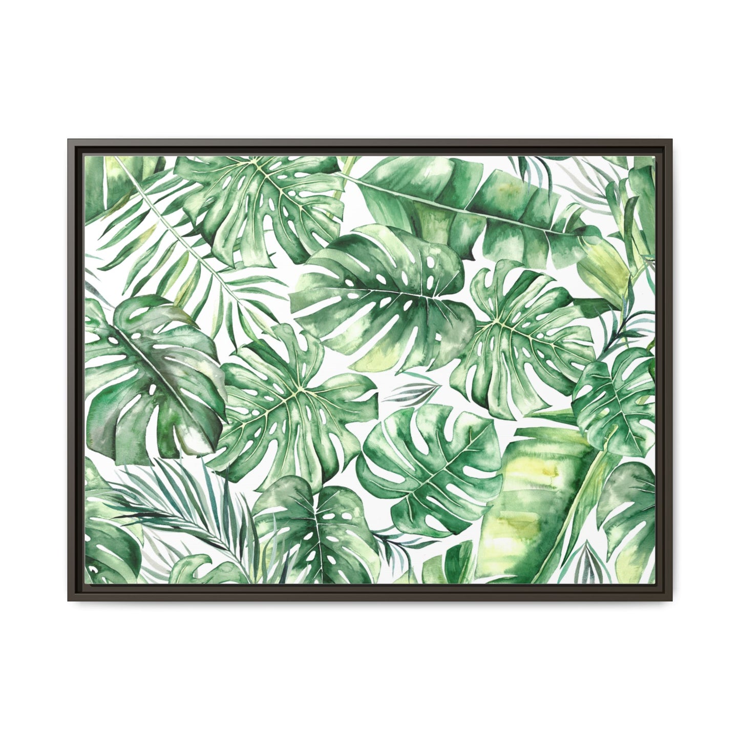 Flowers Collection - Green Wall - Matte Canvas, Framed (Multi-color)