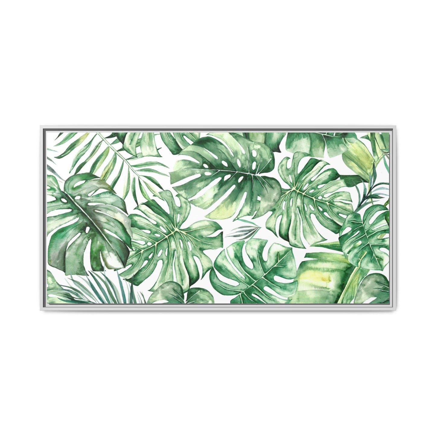 Flowers Collection - Green Wall - Matte Canvas, Framed (Multi-color)