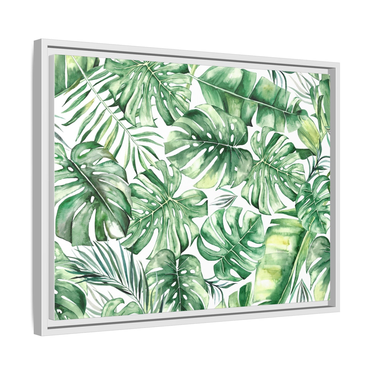 Flowers Collection - Green Wall - Matte Canvas, Framed (Multi-color)
