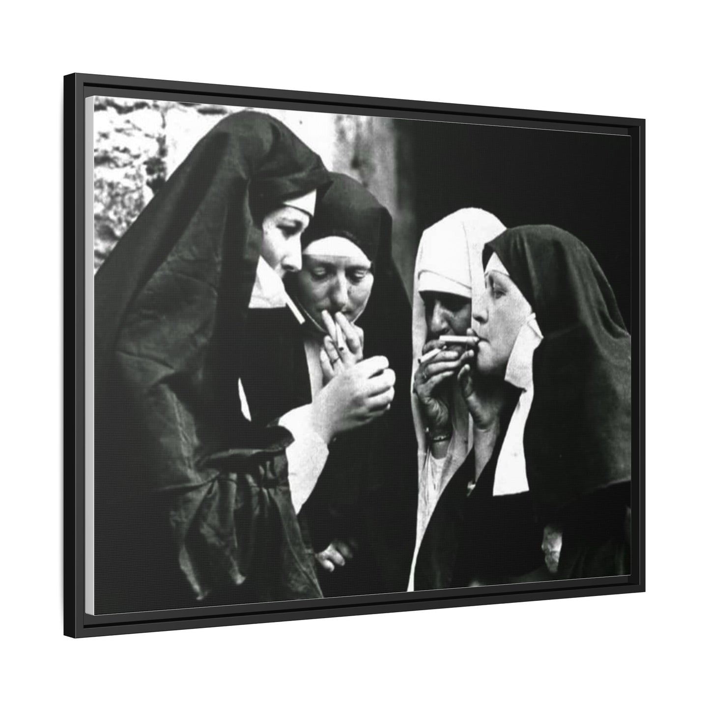 Smoking nuns - Matte Canvas, Framed (Multi-color)