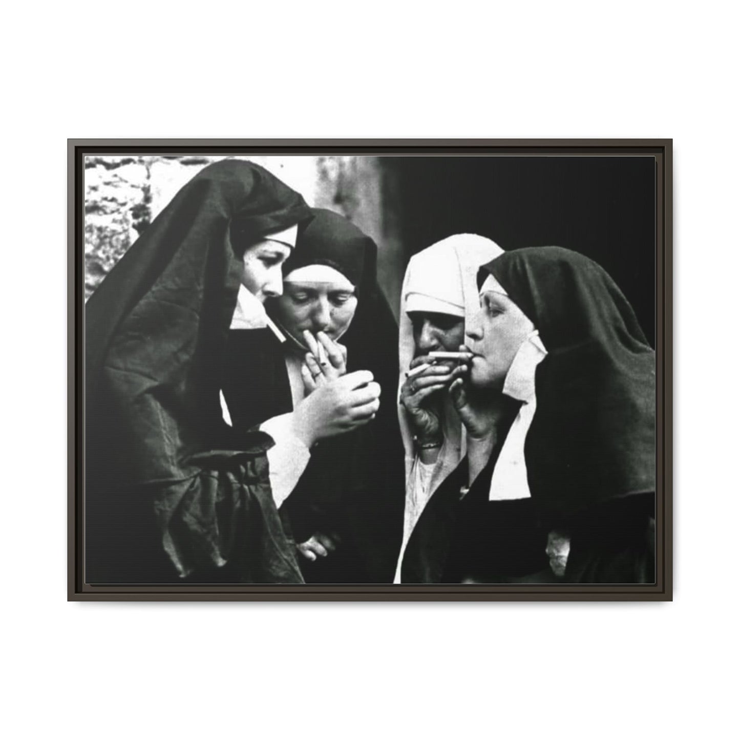 Smoking nuns - Matte Canvas, Framed (Multi-color)