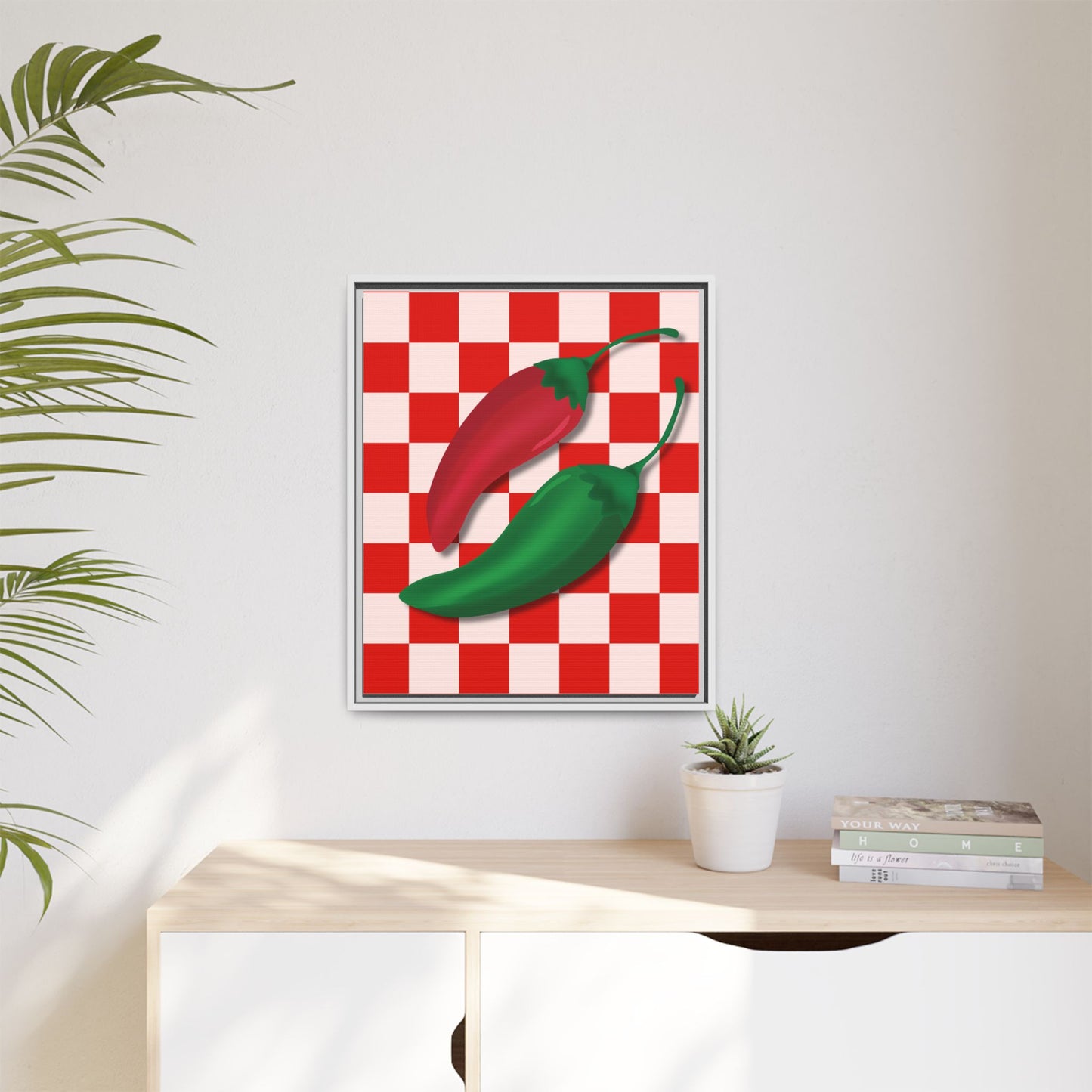 Italy Collection - Peppers - Matte Canvas, Framed (Multi-color)
