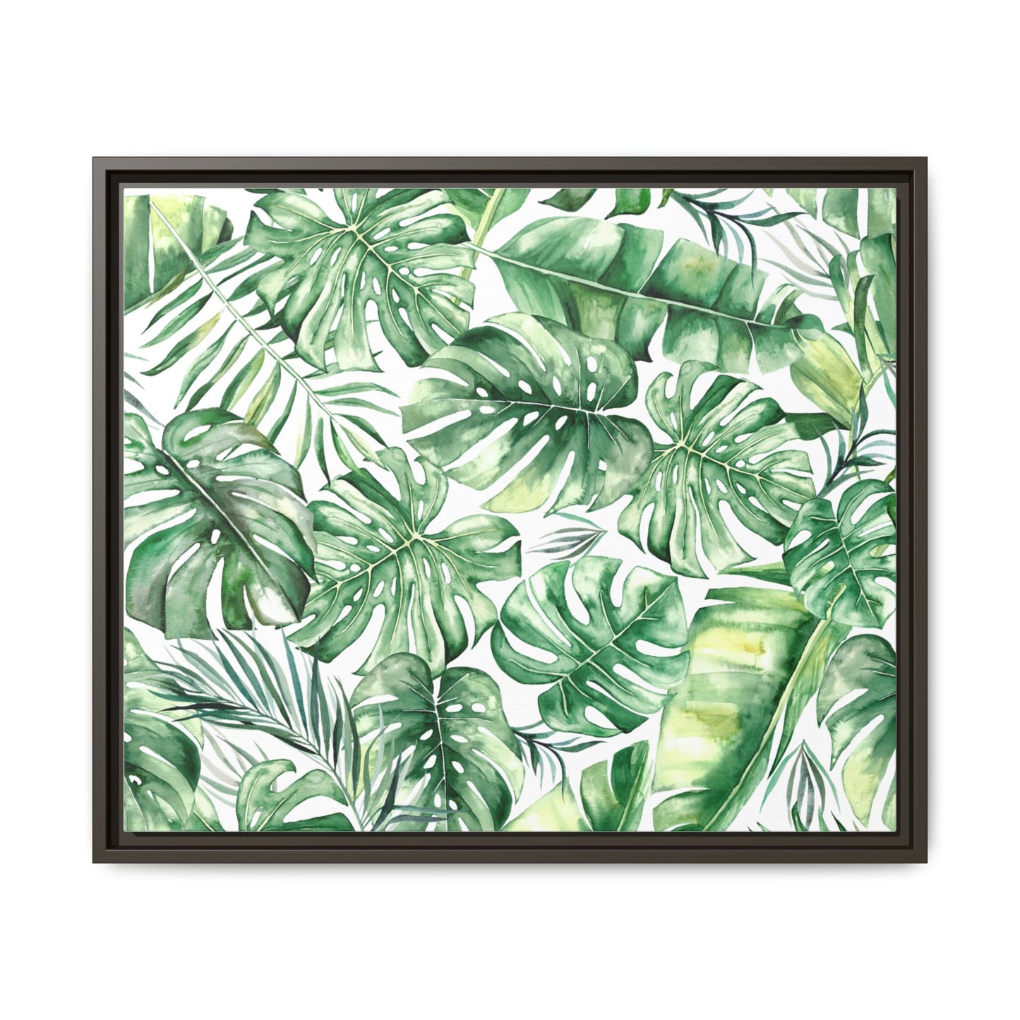 Flowers Collection - Green Wall - Matte Canvas, Framed (Multi-color)