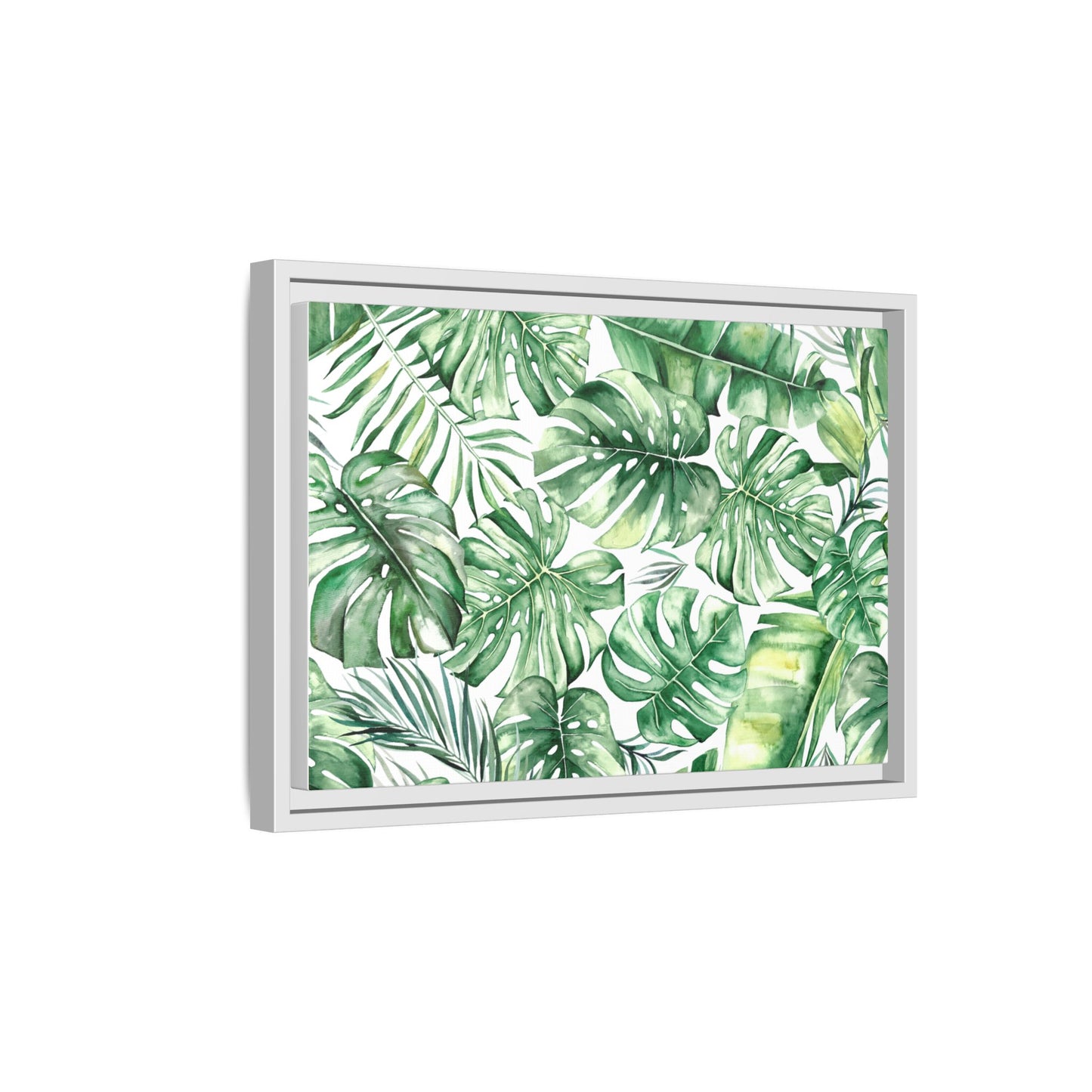 Flowers Collection - Green Wall - Matte Canvas, Framed (Multi-color)