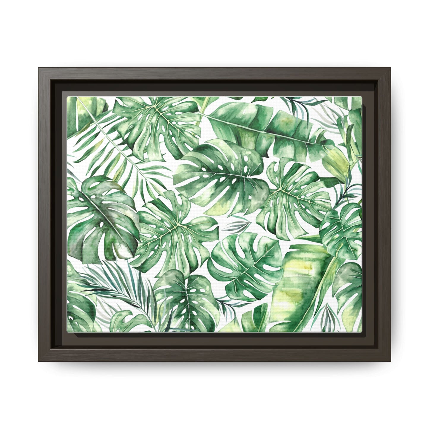 Flowers Collection - Green Wall - Matte Canvas, Framed (Multi-color)