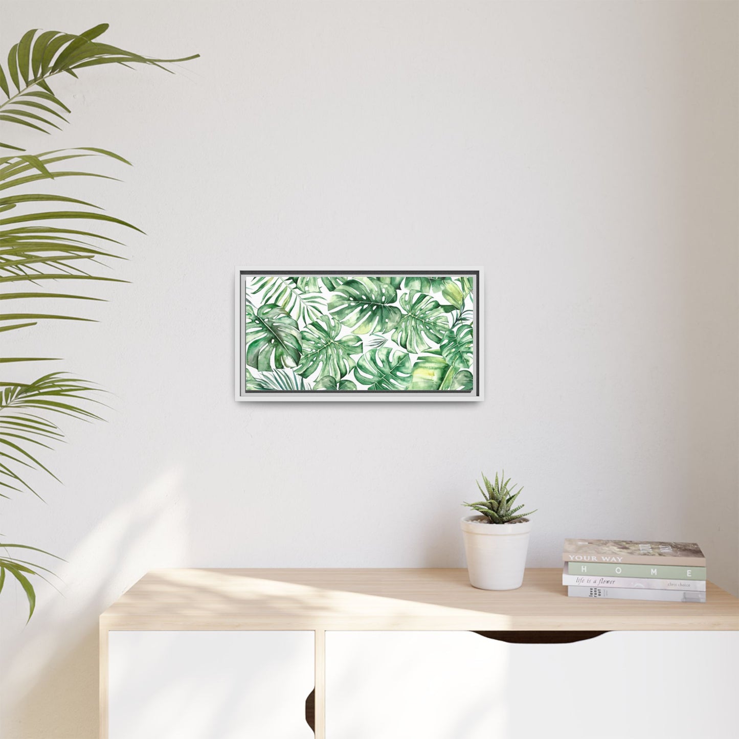 Flowers Collection - Green Wall - Matte Canvas, Framed (Multi-color)