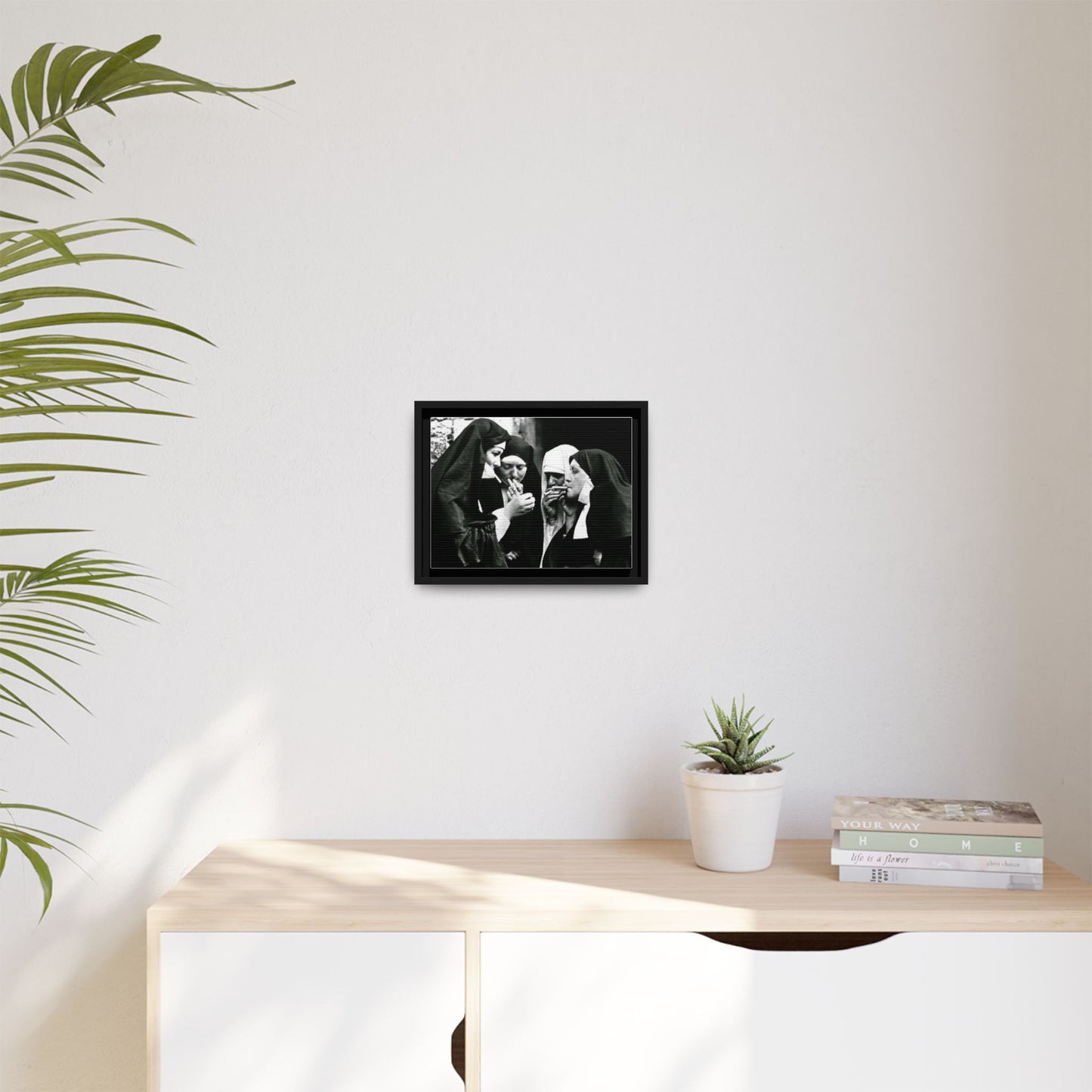 Smoking nuns - Matte Canvas, Framed (Multi-color)
