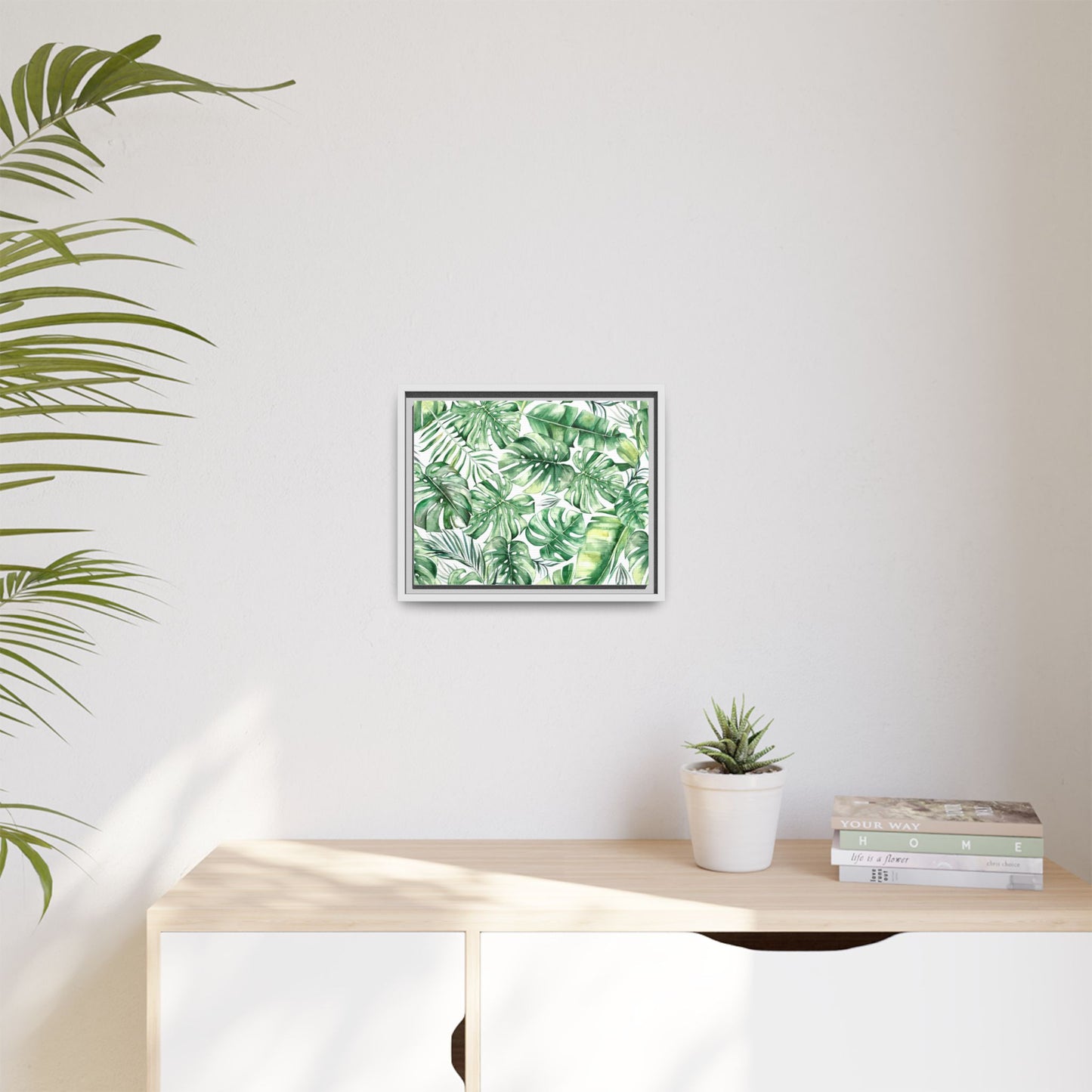 Flowers Collection - Green Wall - Matte Canvas, Framed (Multi-color)