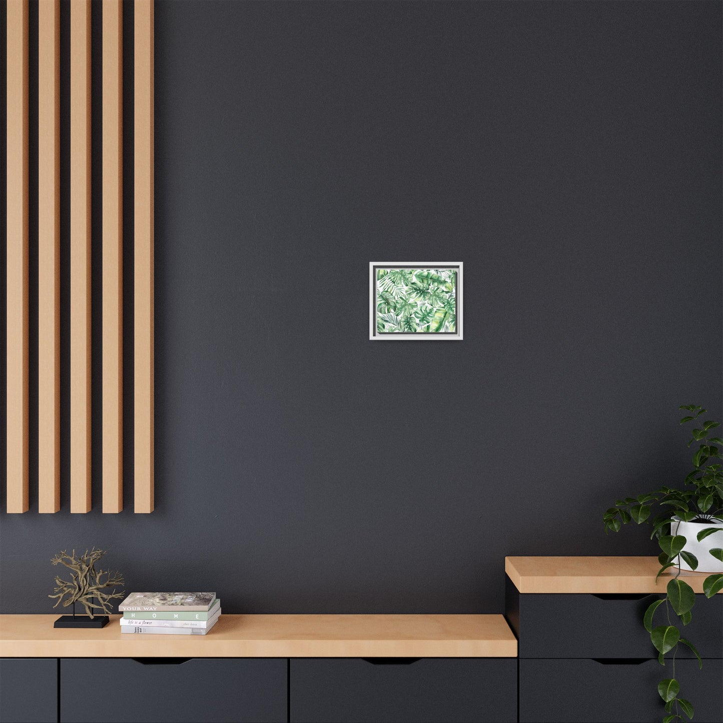 Flowers Collection - Green Wall - Matte Canvas, Framed (Multi-color)