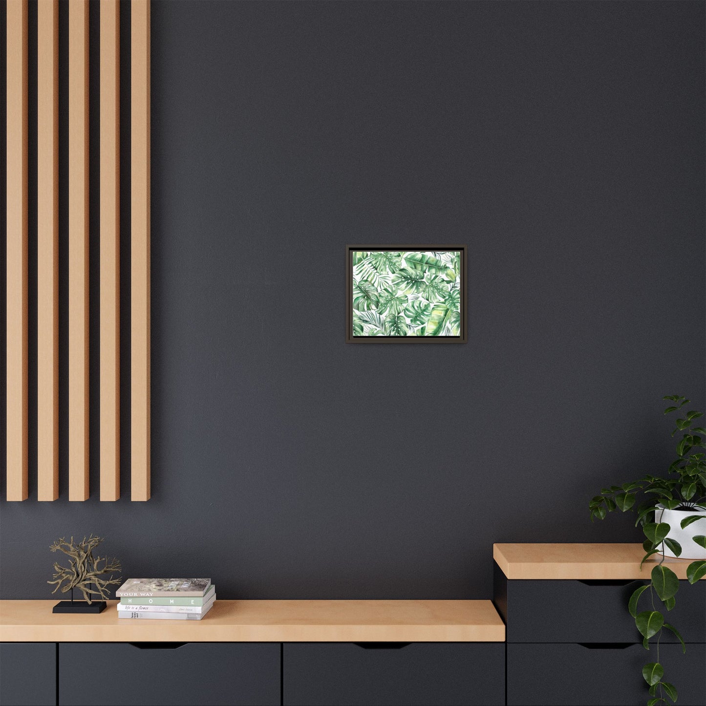 Flowers Collection - Green Wall - Matte Canvas, Framed (Multi-color)