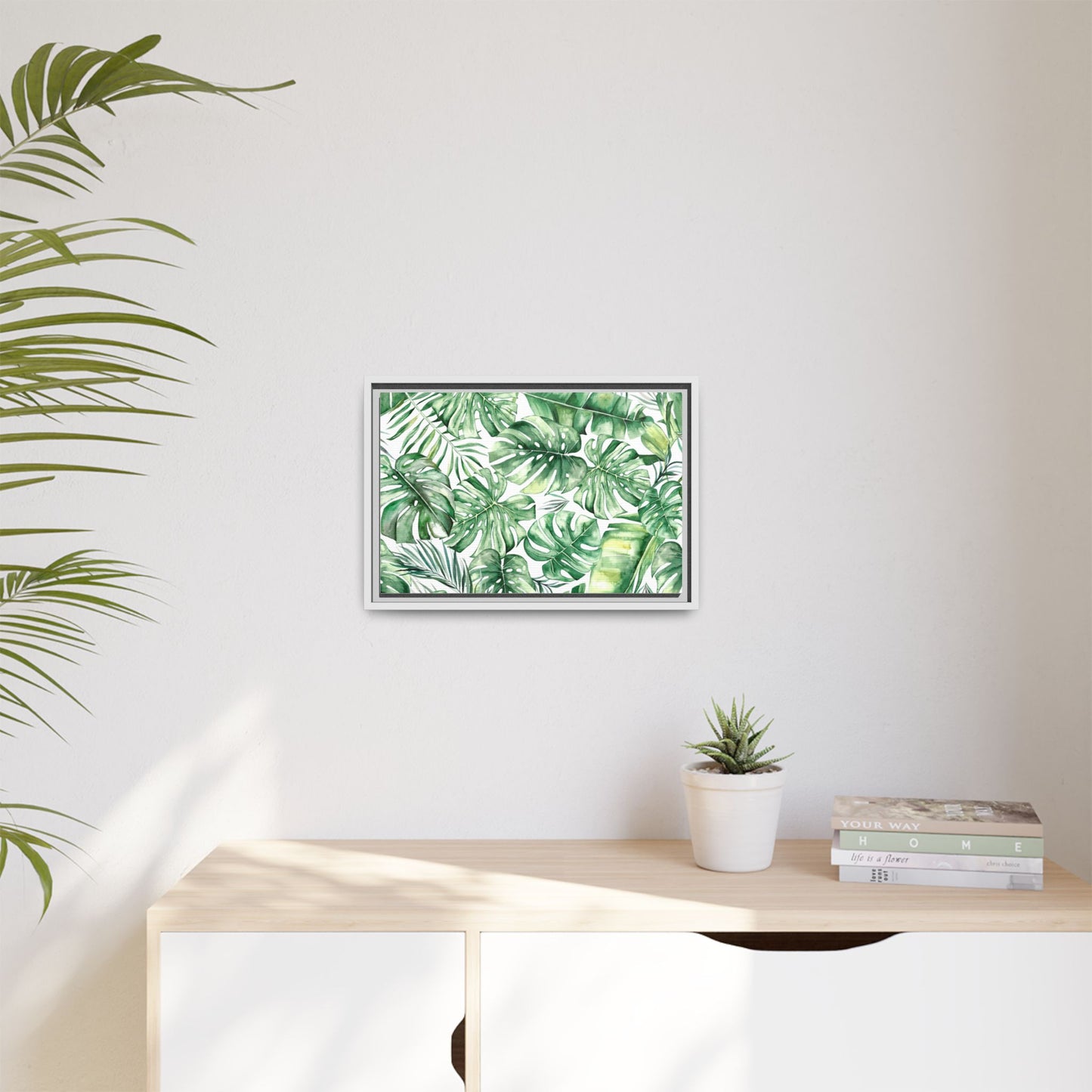 Flowers Collection - Green Wall - Matte Canvas, Framed (Multi-color)