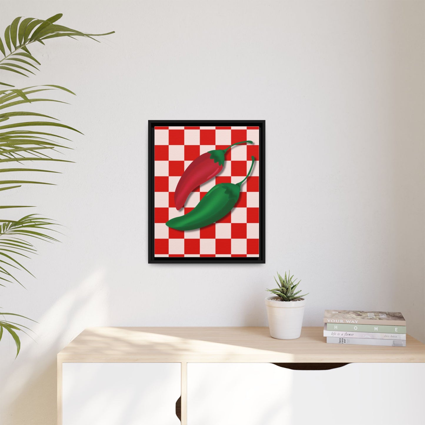 Italy Collection - Peppers - Matte Canvas, Framed (Multi-color)