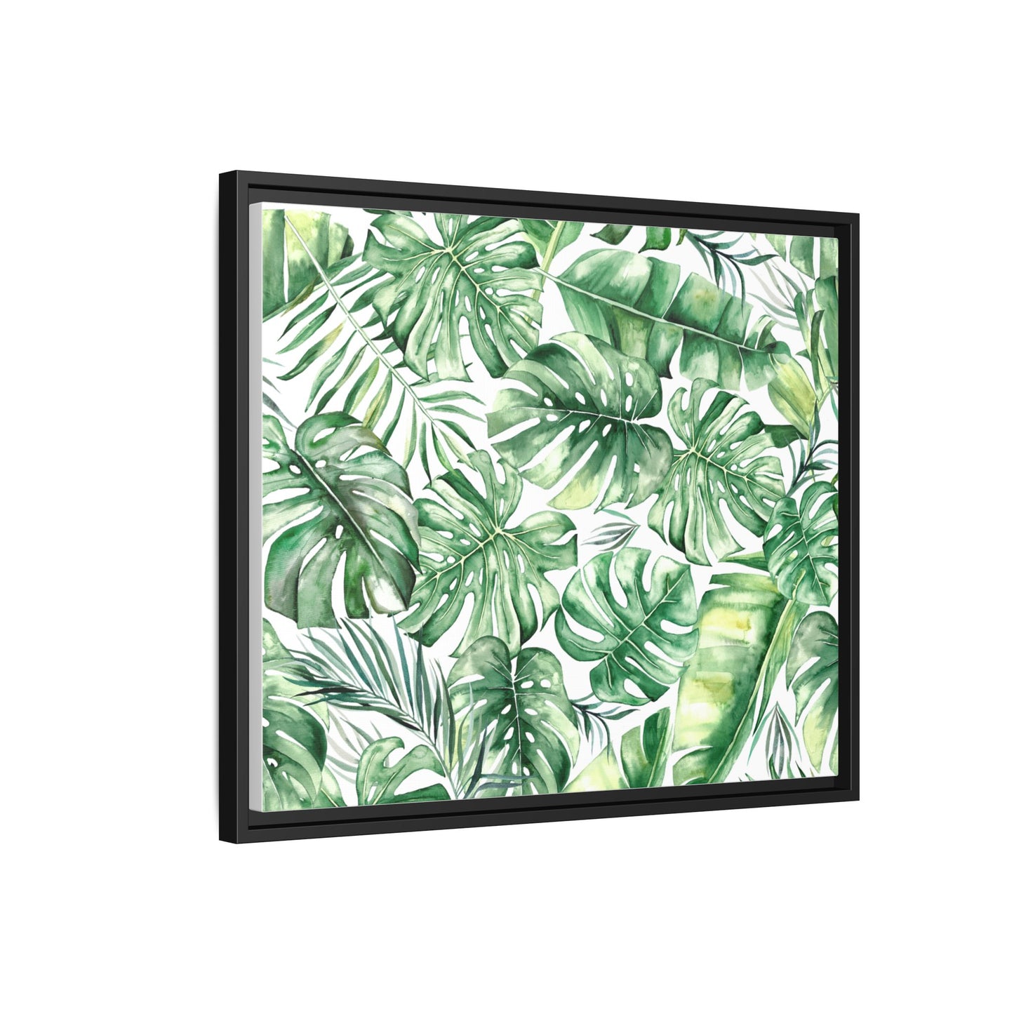 Flowers Collection - Green Wall - Matte Canvas, Framed (Multi-color)
