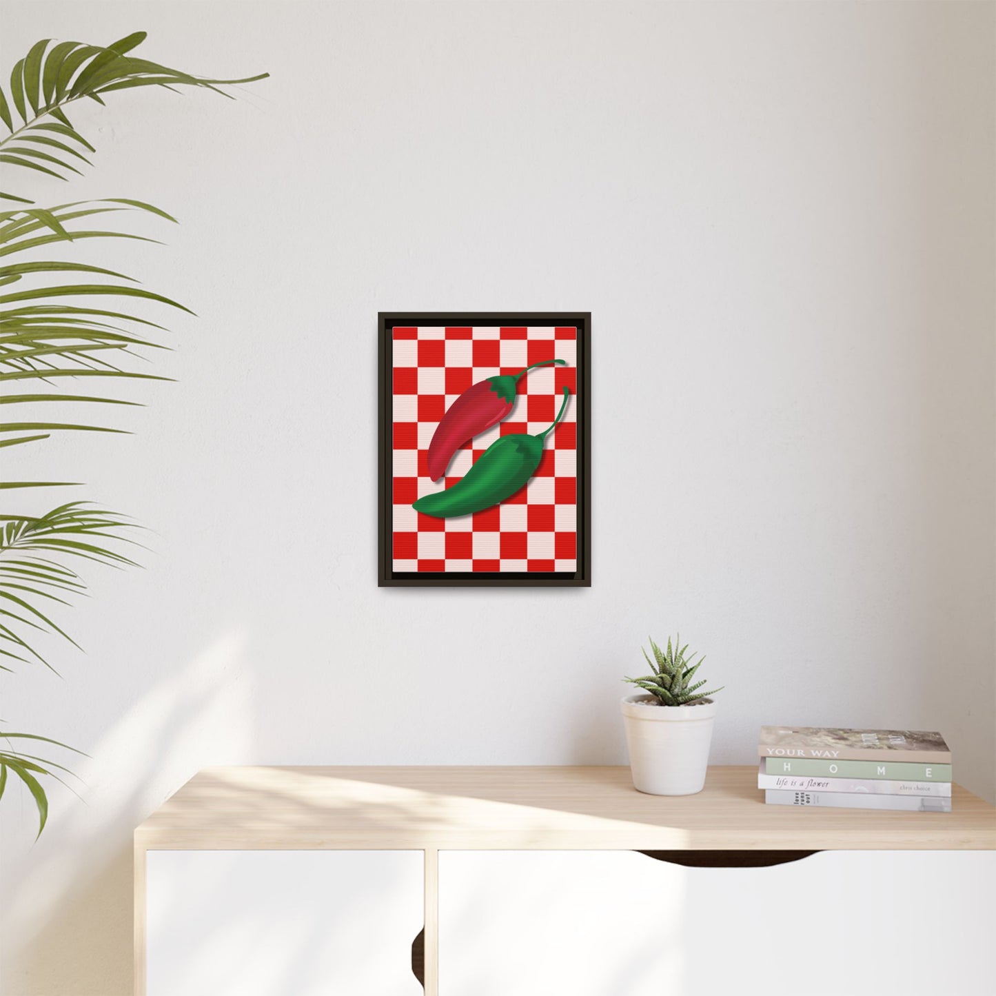 Italy Collection - Peppers - Matte Canvas, Framed (Multi-color)
