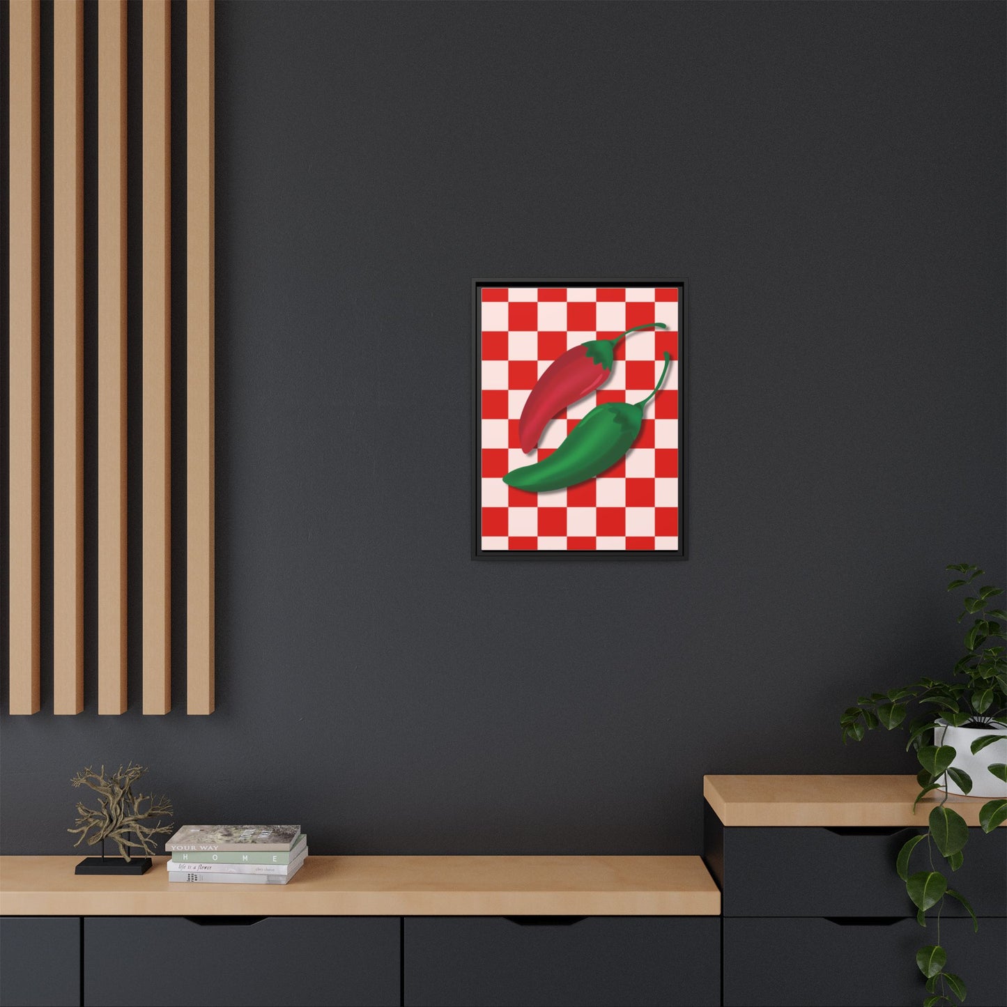 Italy Collection - Peppers - Matte Canvas, Framed (Multi-color)
