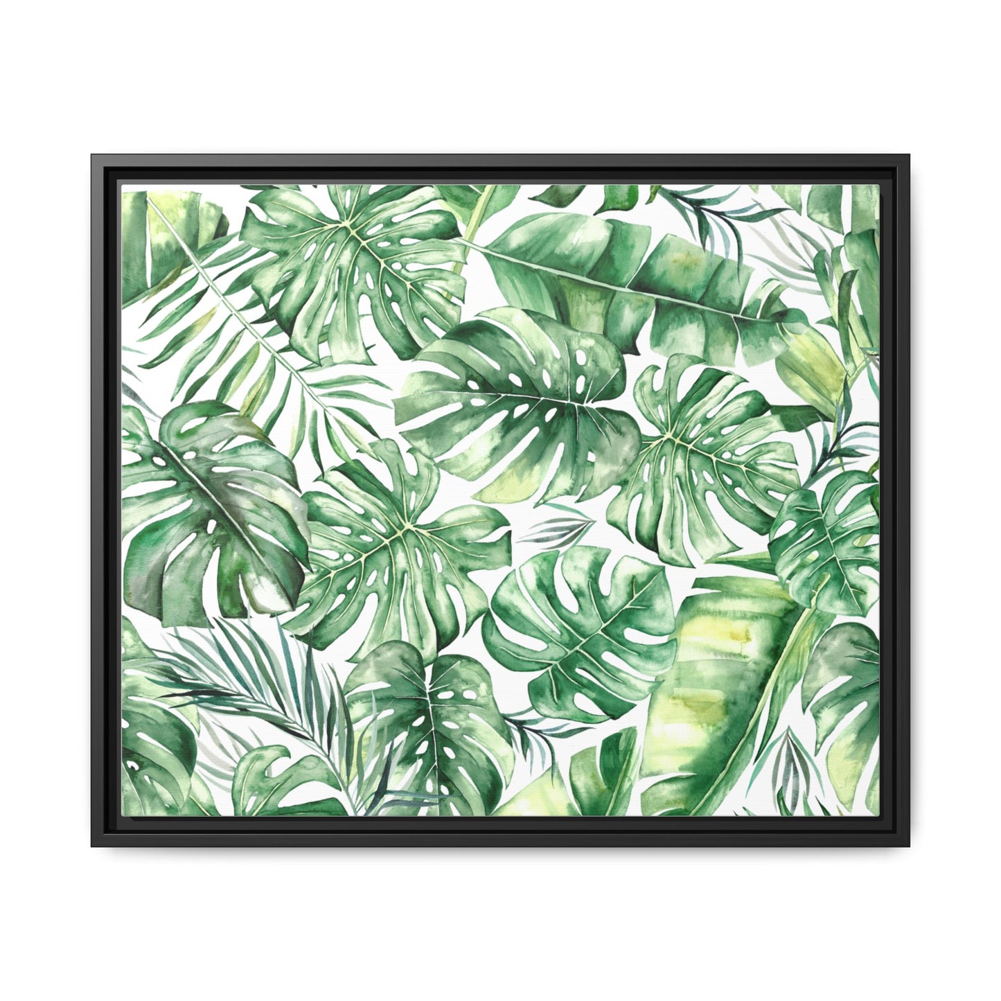 Flowers Collection - Green Wall - Matte Canvas, Framed (Multi-color)