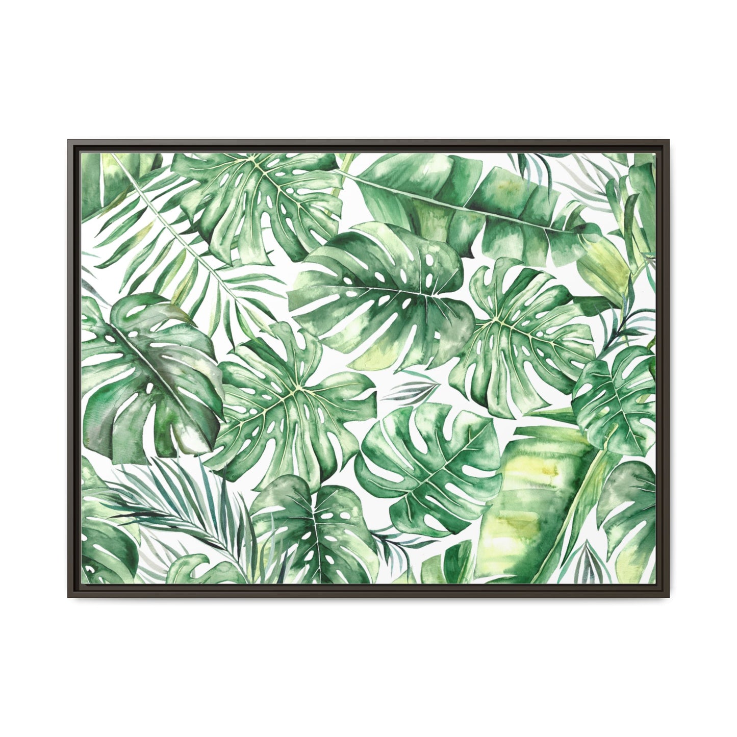 Flowers Collection - Green Wall - Matte Canvas, Framed (Multi-color)