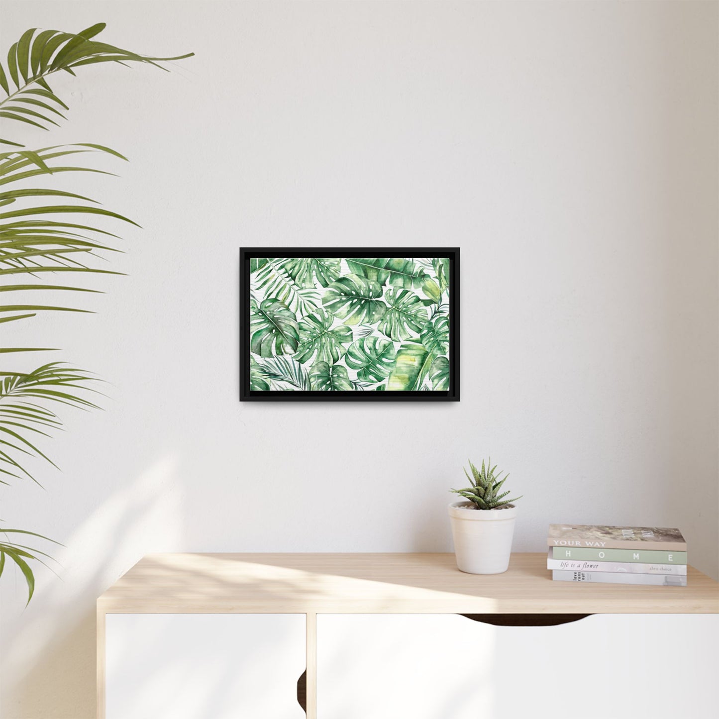 Flowers Collection - Green Wall - Matte Canvas, Framed (Multi-color)