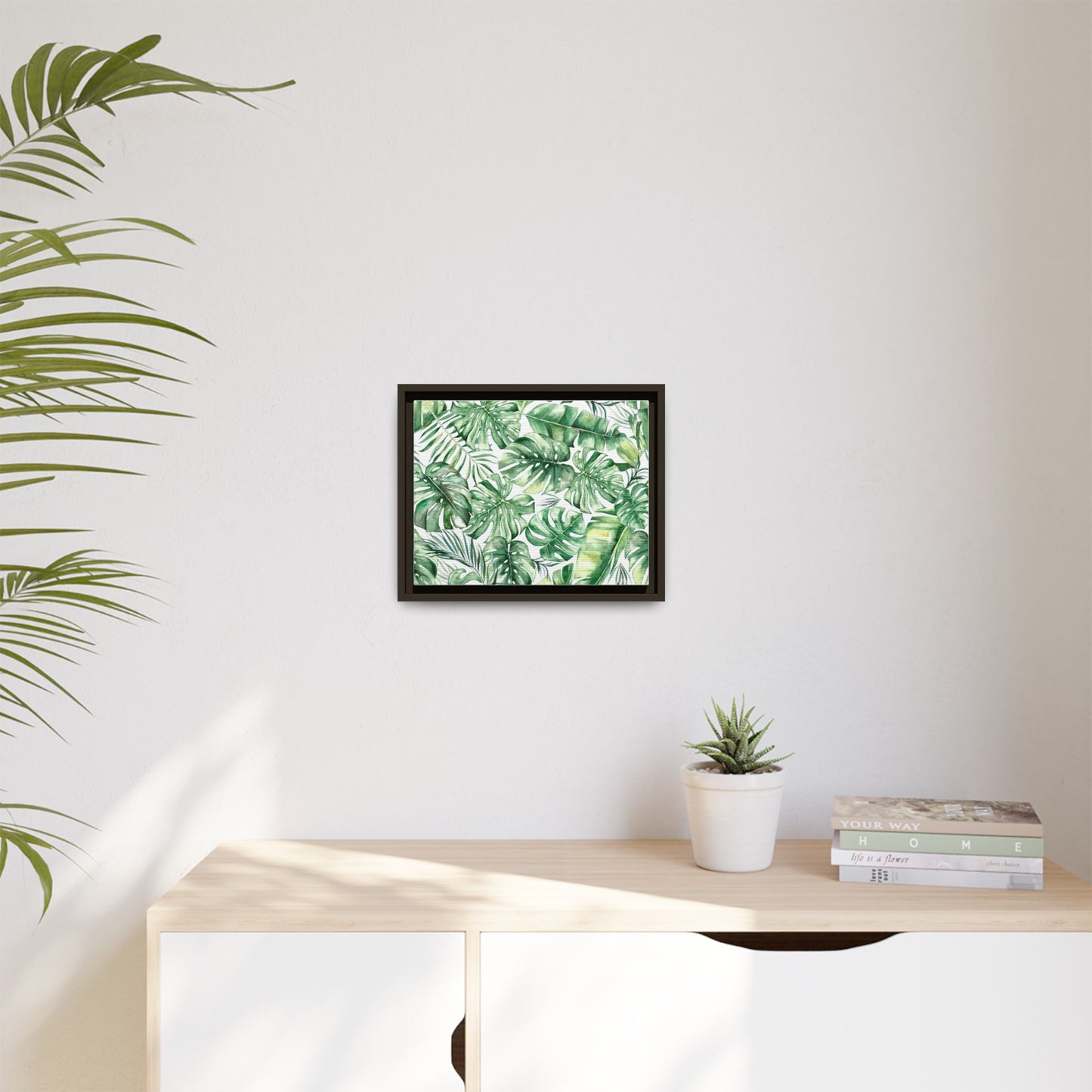 Flowers Collection - Green Wall - Matte Canvas, Framed (Multi-color)