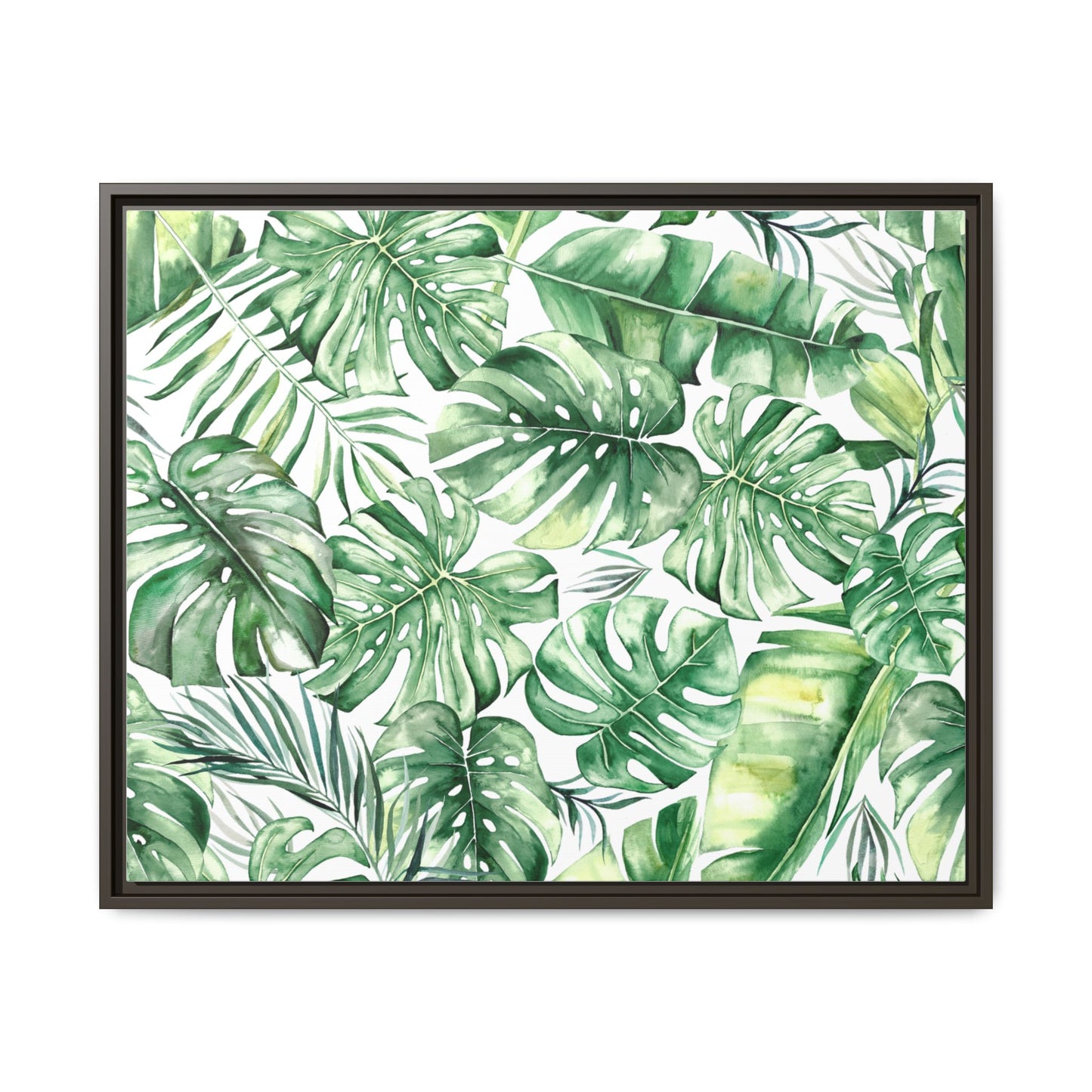 Flowers Collection - Green Wall - Matte Canvas, Framed (Multi-color)