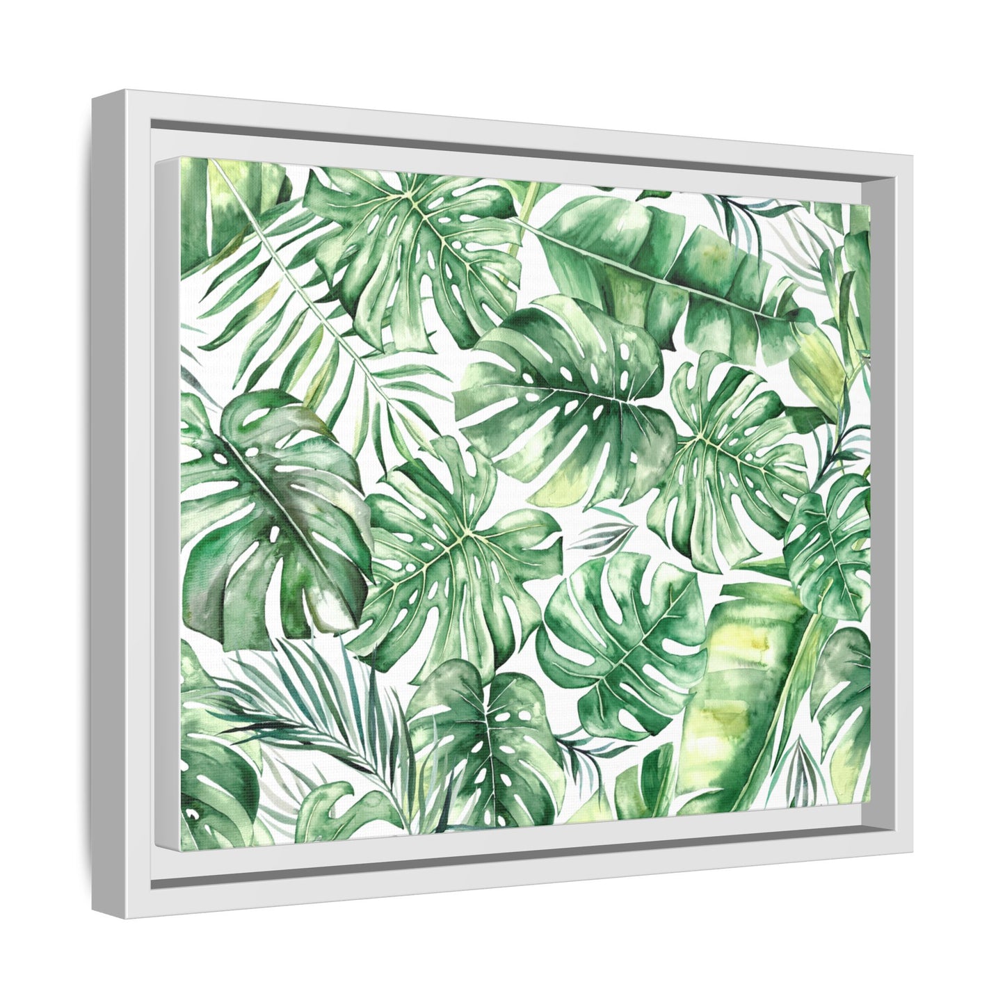 Flowers Collection - Green Wall - Matte Canvas, Framed (Multi-color)