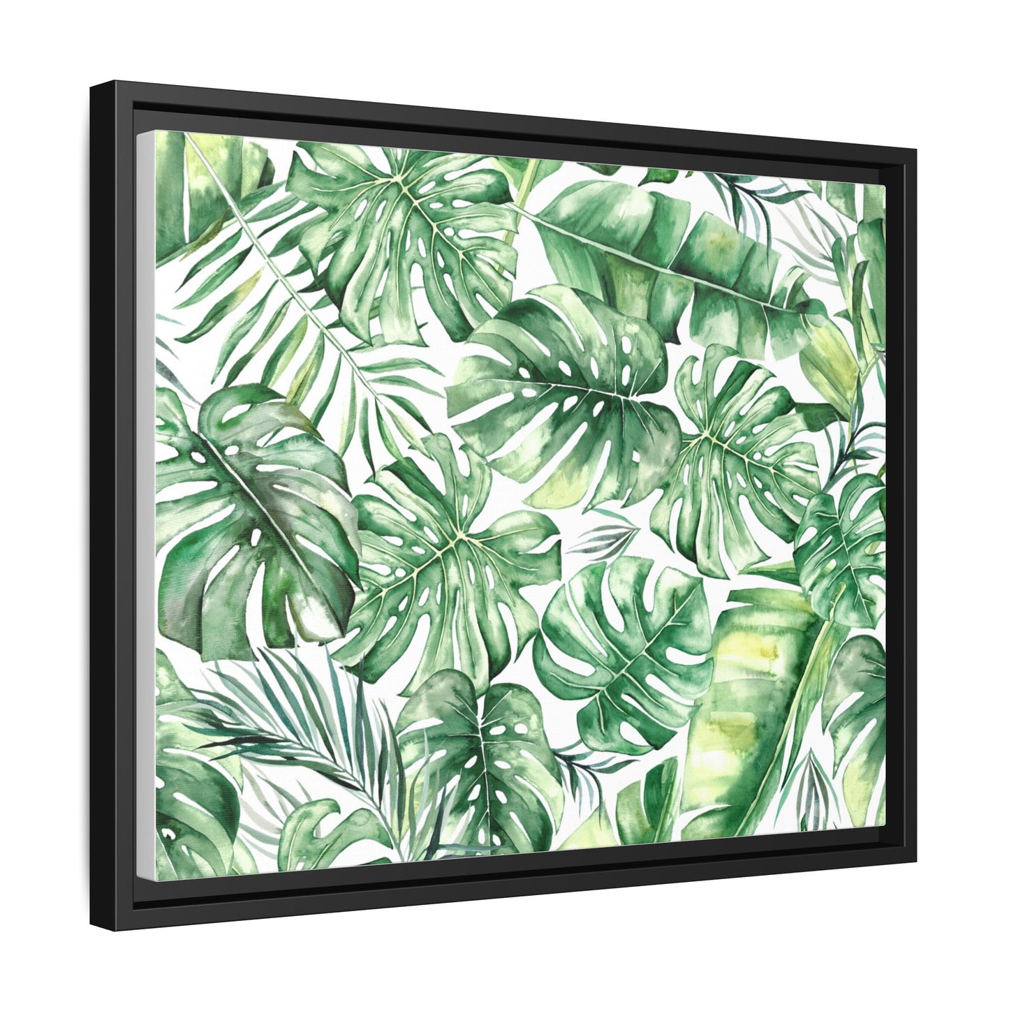 Flowers Collection - Green Wall - Matte Canvas, Framed (Multi-color)