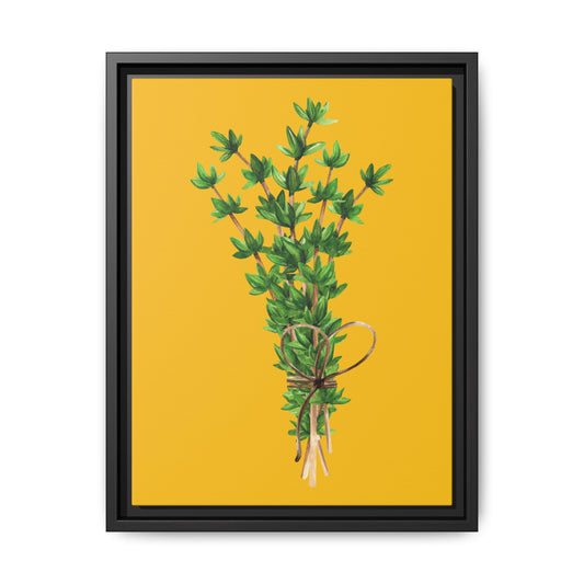 Thyme - Herbs collection - yellow background - Matte Canvas, Framed (Multi-color)