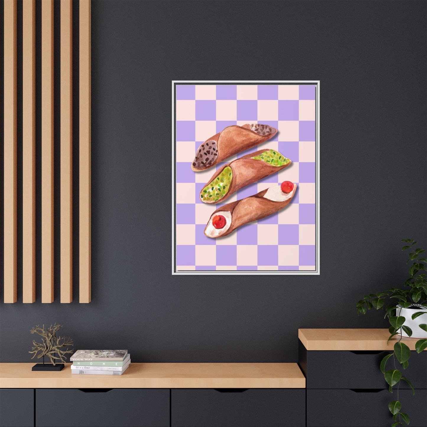 Italy Collection - Canolli - Matte Canvas, Framed (Multi-color)