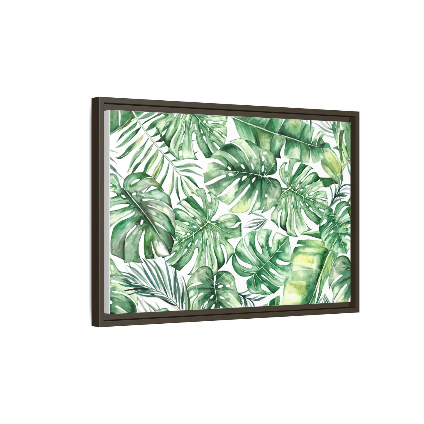 Flowers Collection - Green Wall - Matte Canvas, Framed (Multi-color)