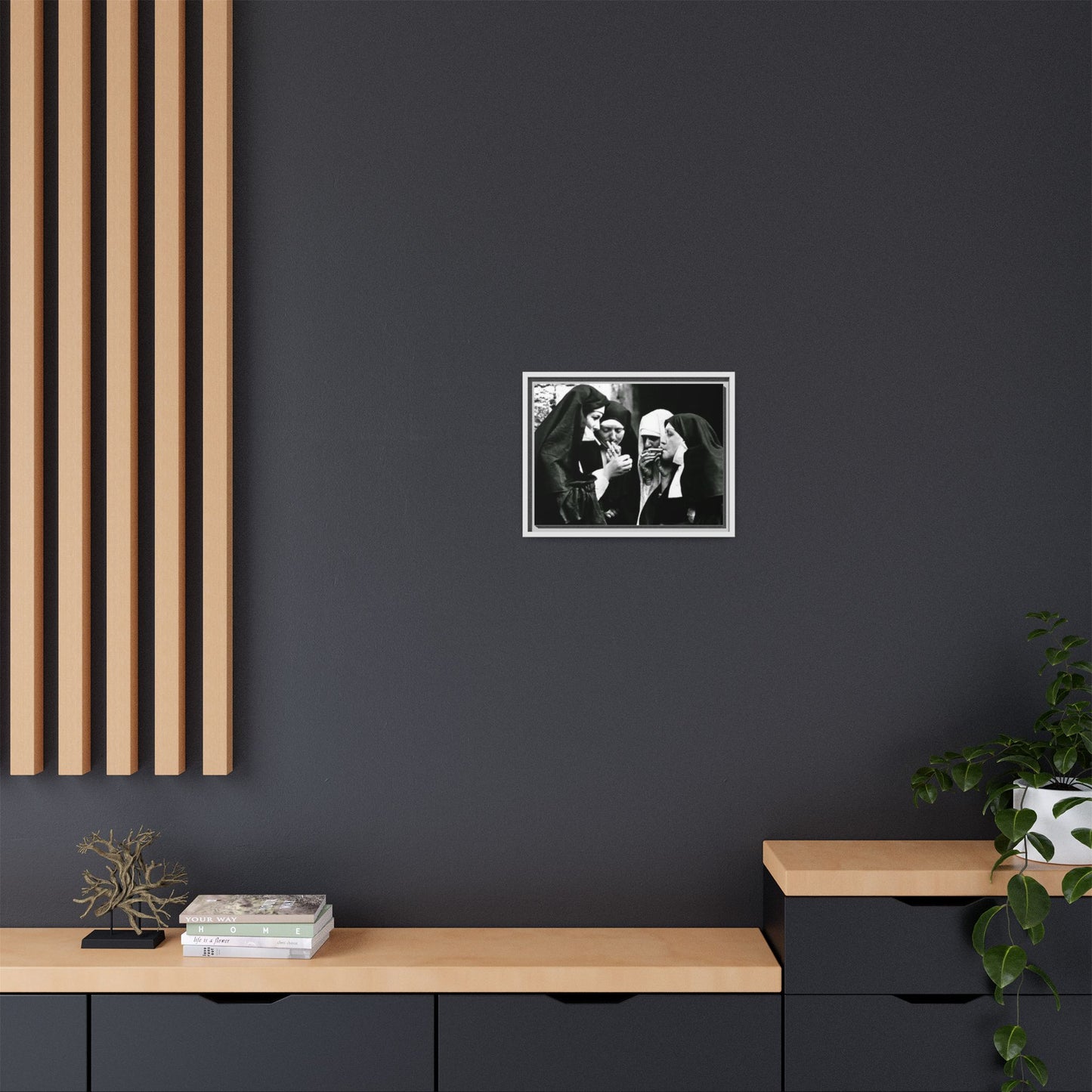 Smoking nuns - Matte Canvas, Framed (Multi-color)