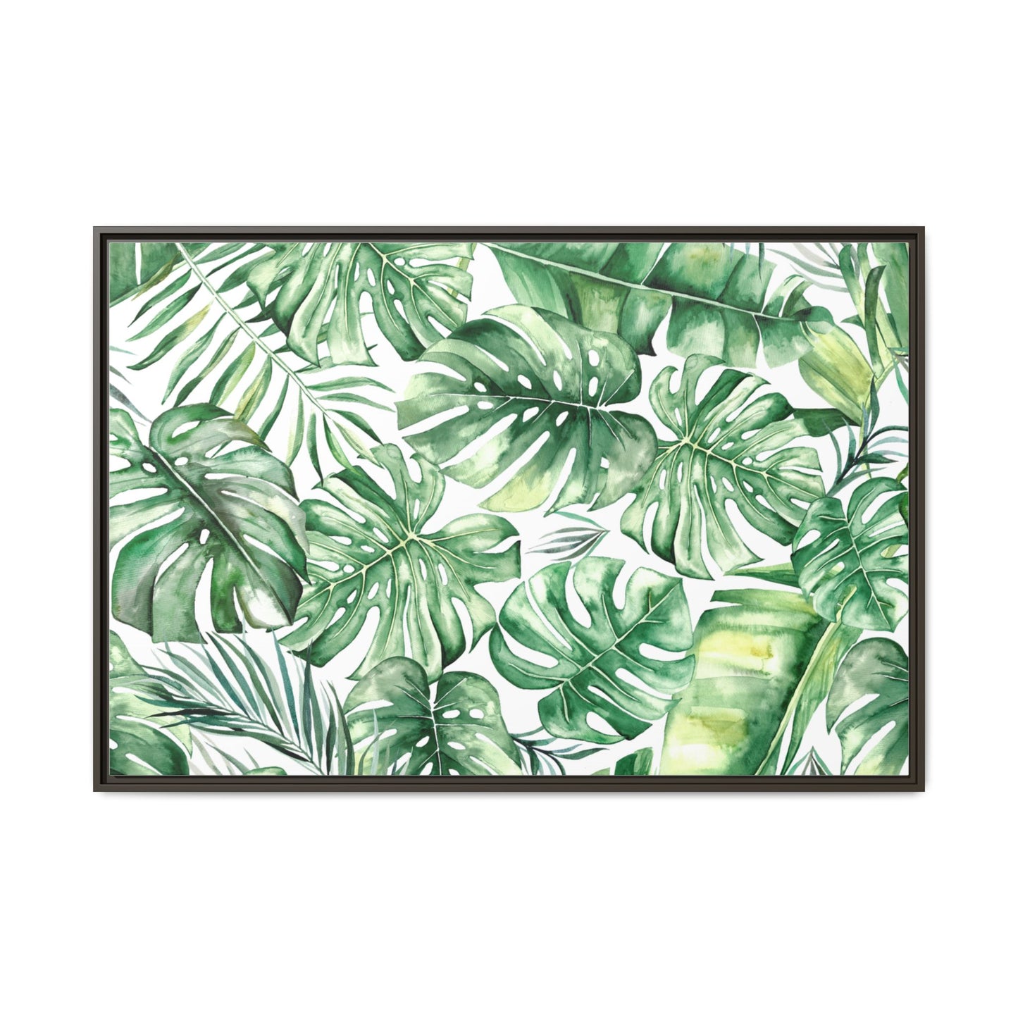 Flowers Collection - Green Wall - Matte Canvas, Framed (Multi-color)