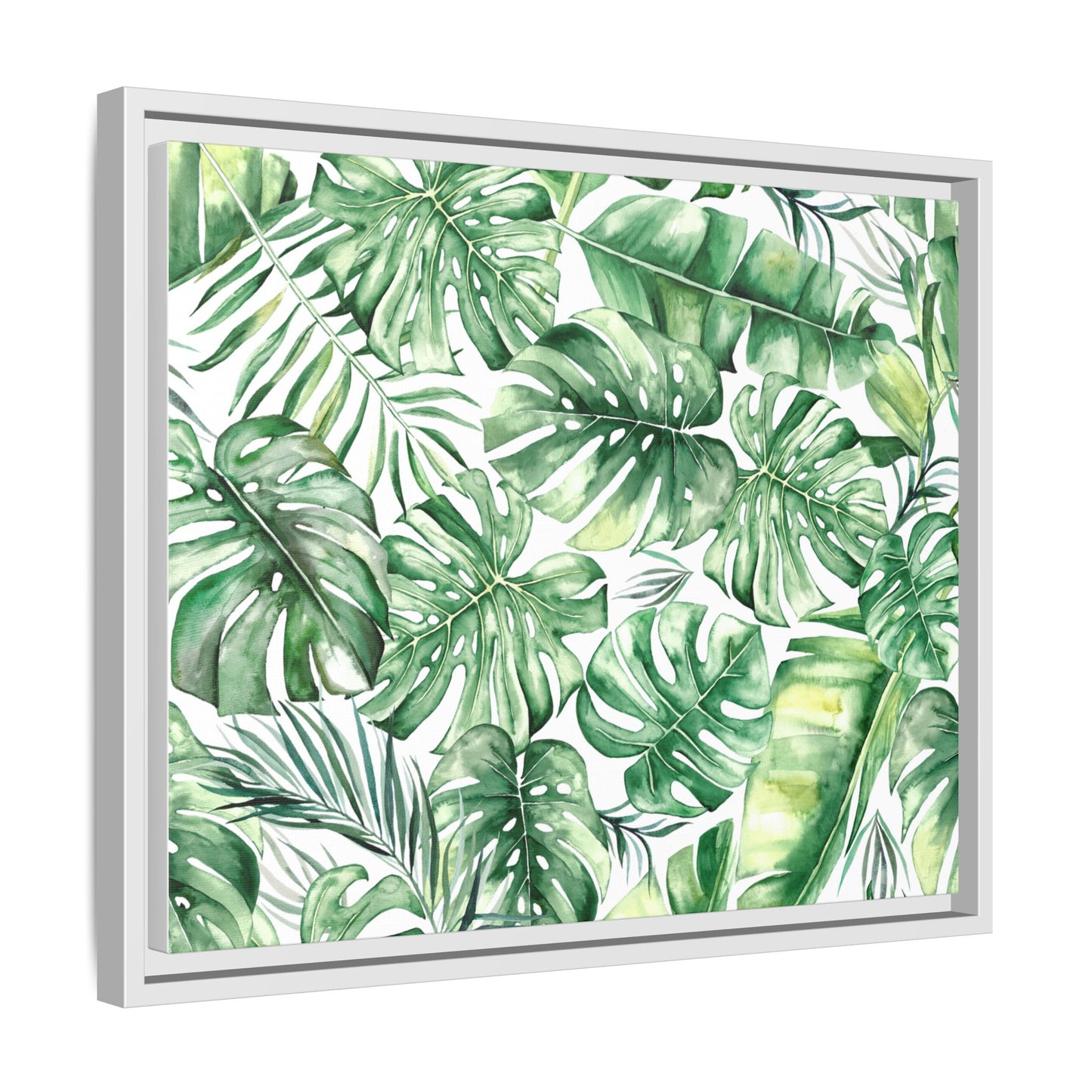 Flowers Collection - Green Wall - Matte Canvas, Framed (Multi-color)