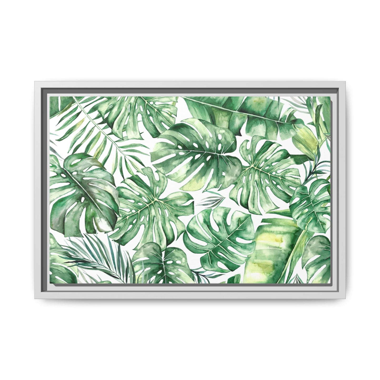 Flowers Collection - Green Wall - Matte Canvas, Framed (Multi-color)
