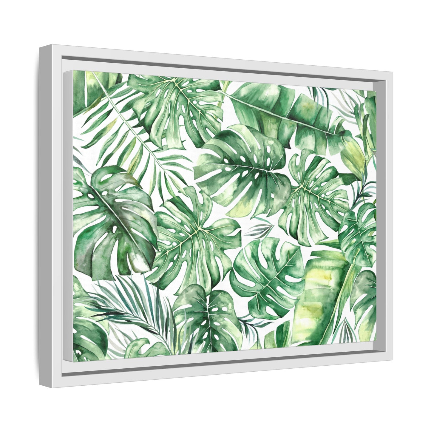 Flowers Collection - Green Wall - Matte Canvas, Framed (Multi-color)