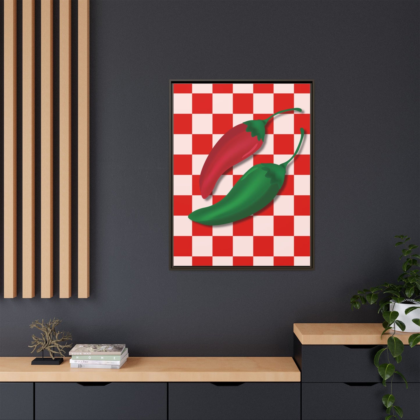Italy Collection - Peppers - Matte Canvas, Framed (Multi-color)