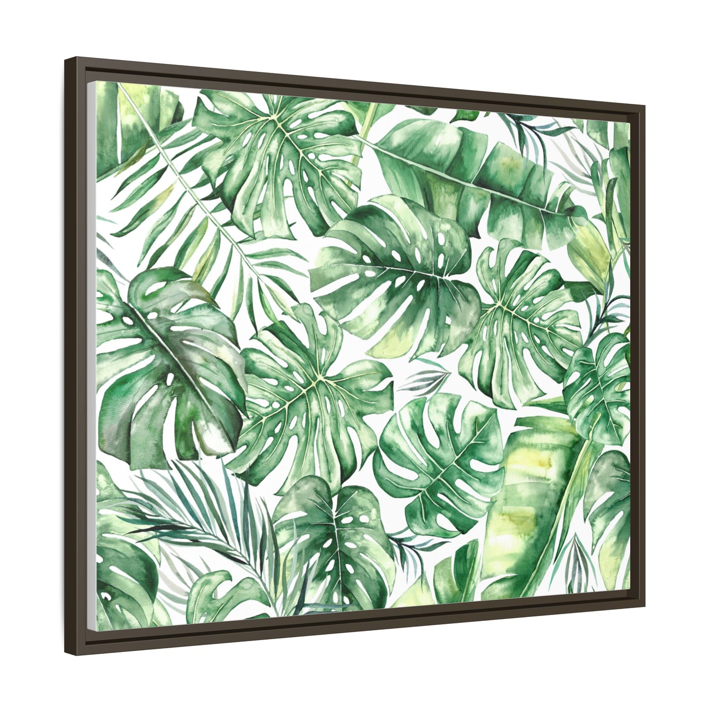 Flowers Collection - Green Wall - Matte Canvas, Framed (Multi-color)