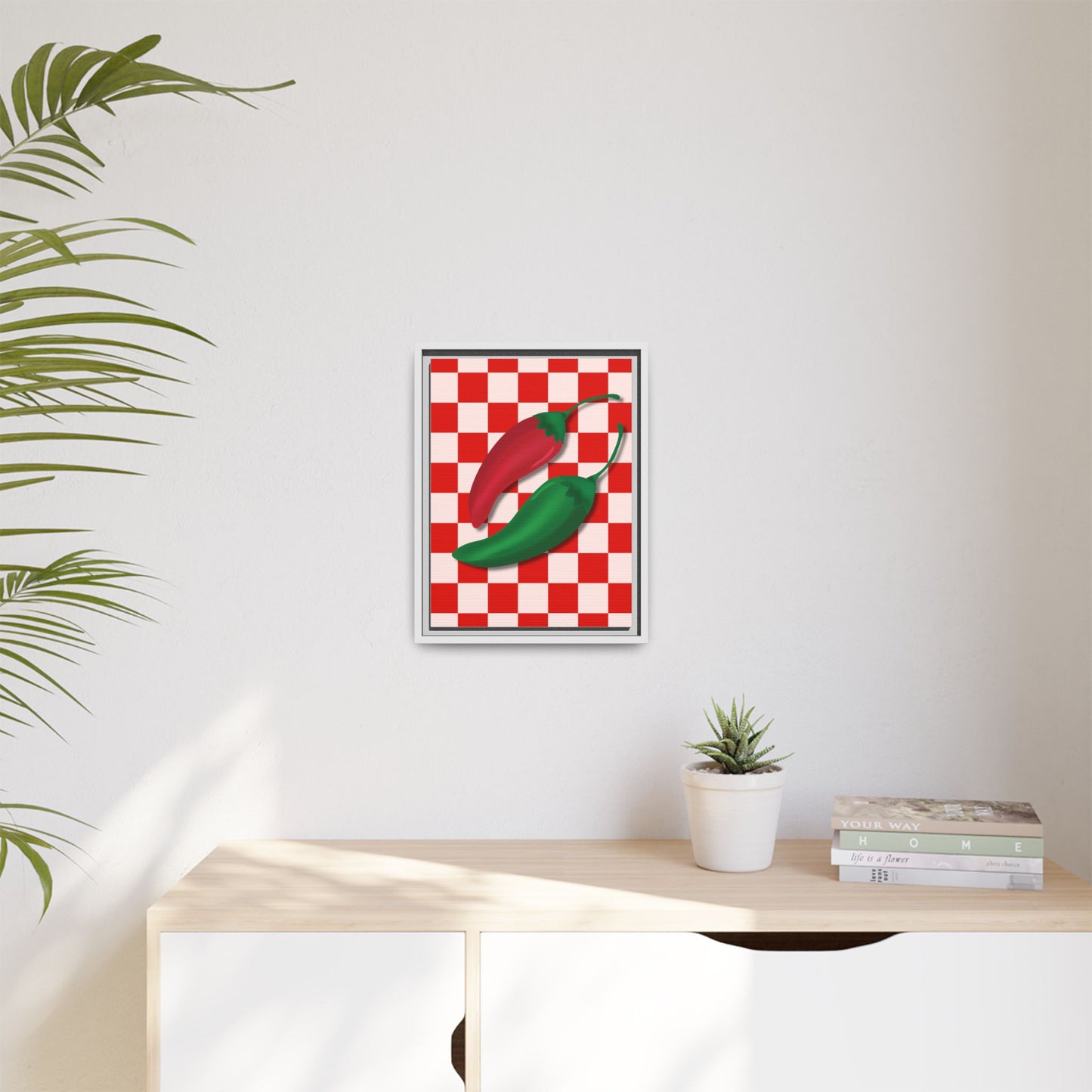 Italy Collection - Peppers - Matte Canvas, Framed (Multi-color)