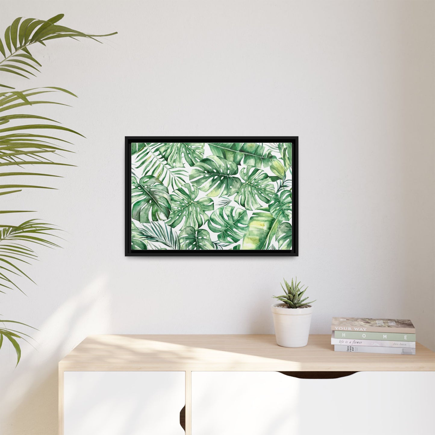 Flowers Collection - Green Wall - Matte Canvas, Framed (Multi-color)
