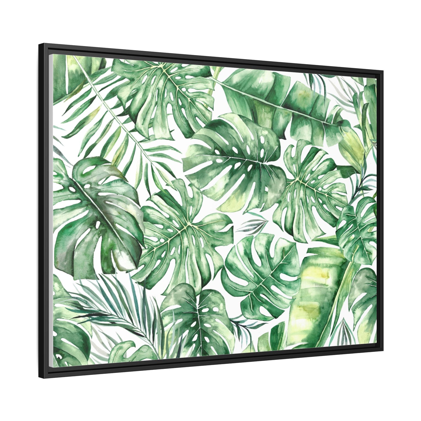 Flowers Collection - Green Wall - Matte Canvas, Framed (Multi-color)