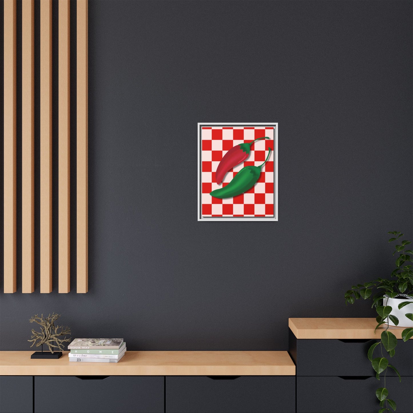 Italy Collection - Peppers - Matte Canvas, Framed (Multi-color)