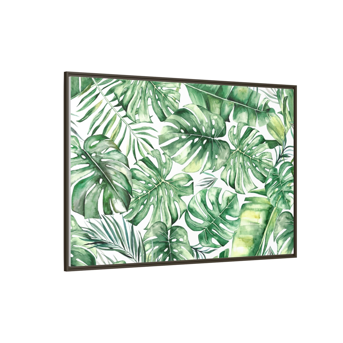 Flowers Collection - Green Wall - Matte Canvas, Framed (Multi-color)