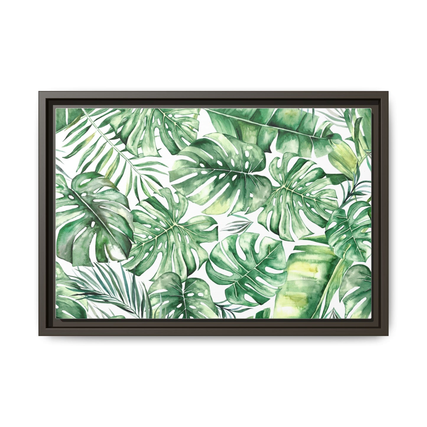Flowers Collection - Green Wall - Matte Canvas, Framed (Multi-color)