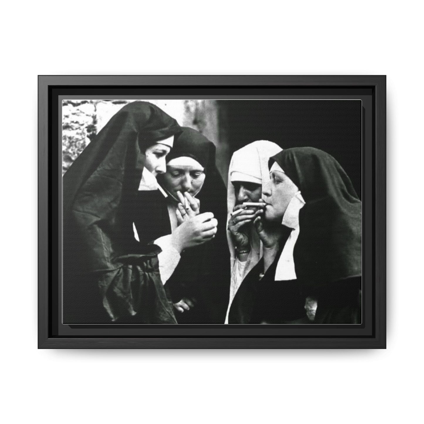 Smoking nuns - Matte Canvas, Framed (Multi-color)