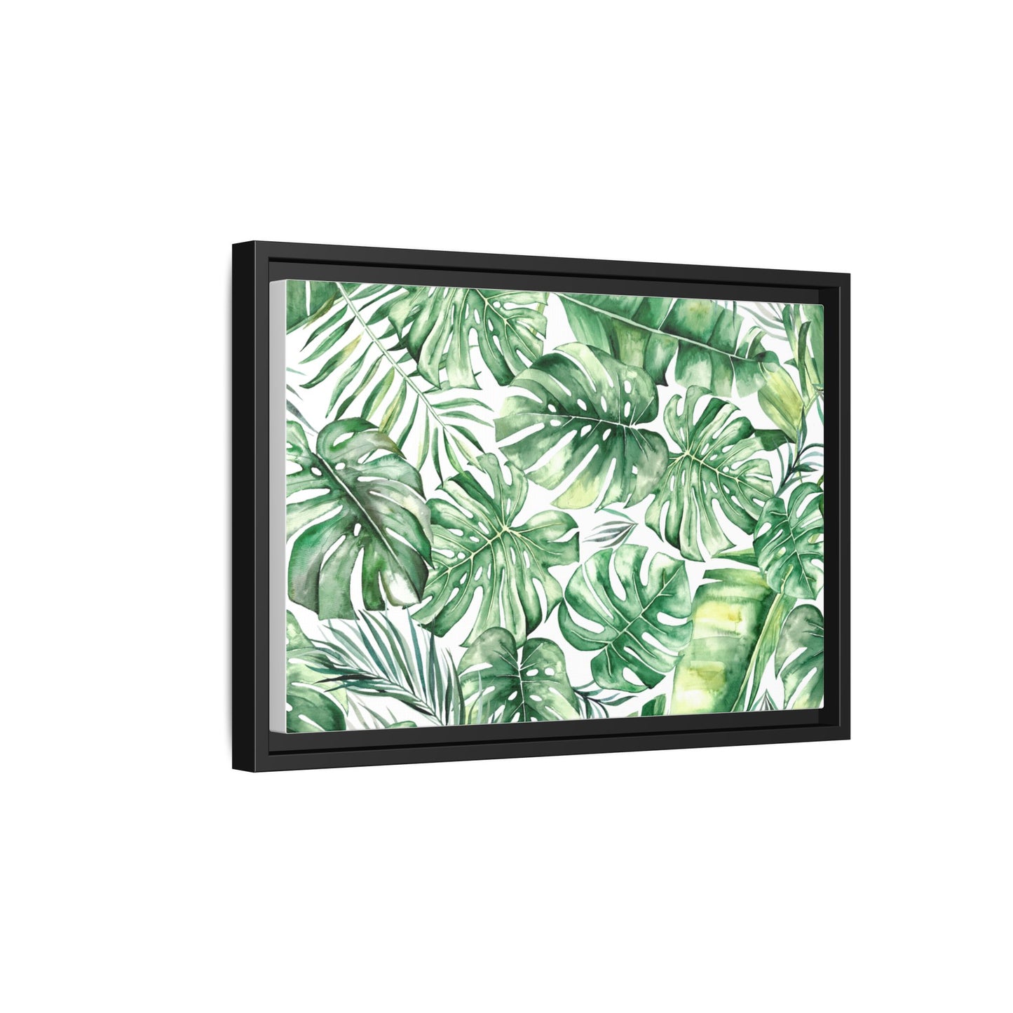 Flowers Collection - Green Wall - Matte Canvas, Framed (Multi-color)